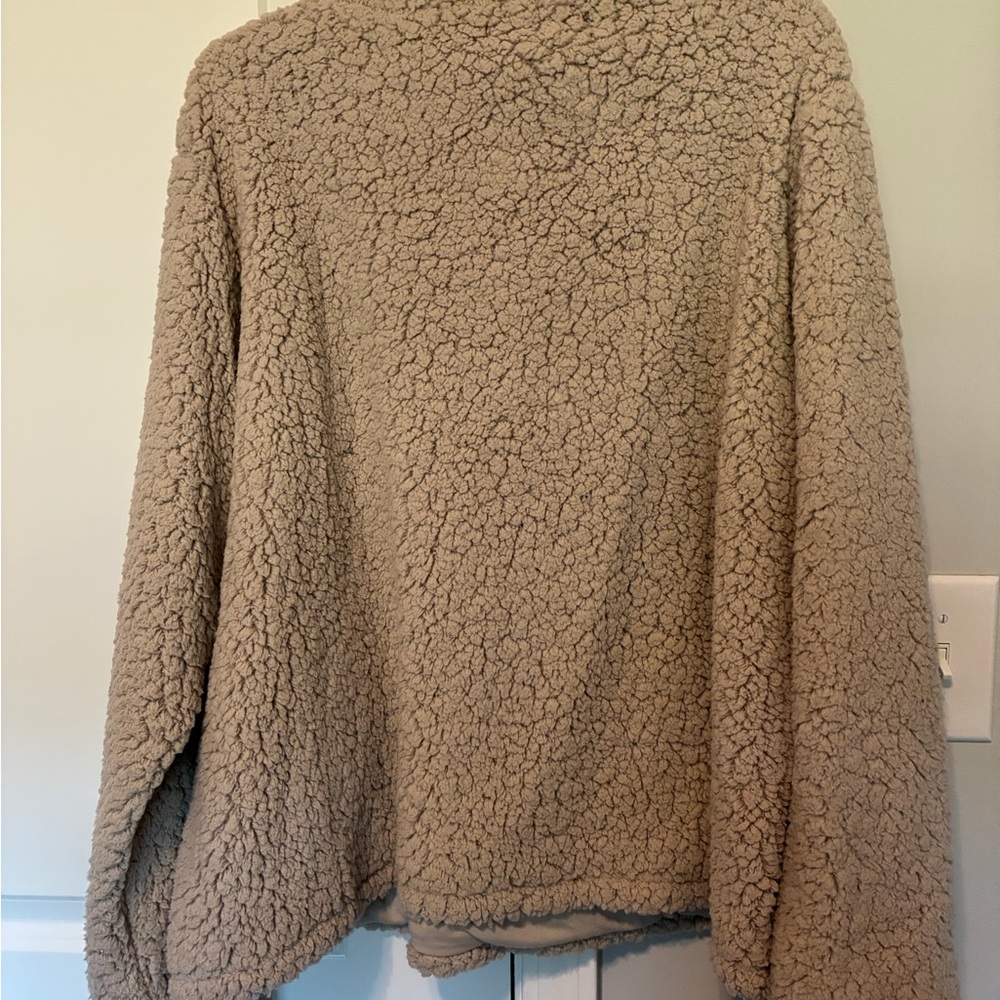 torrid Beige Plush Sherpa Half-Zip Jacket - Picture 4 of 4